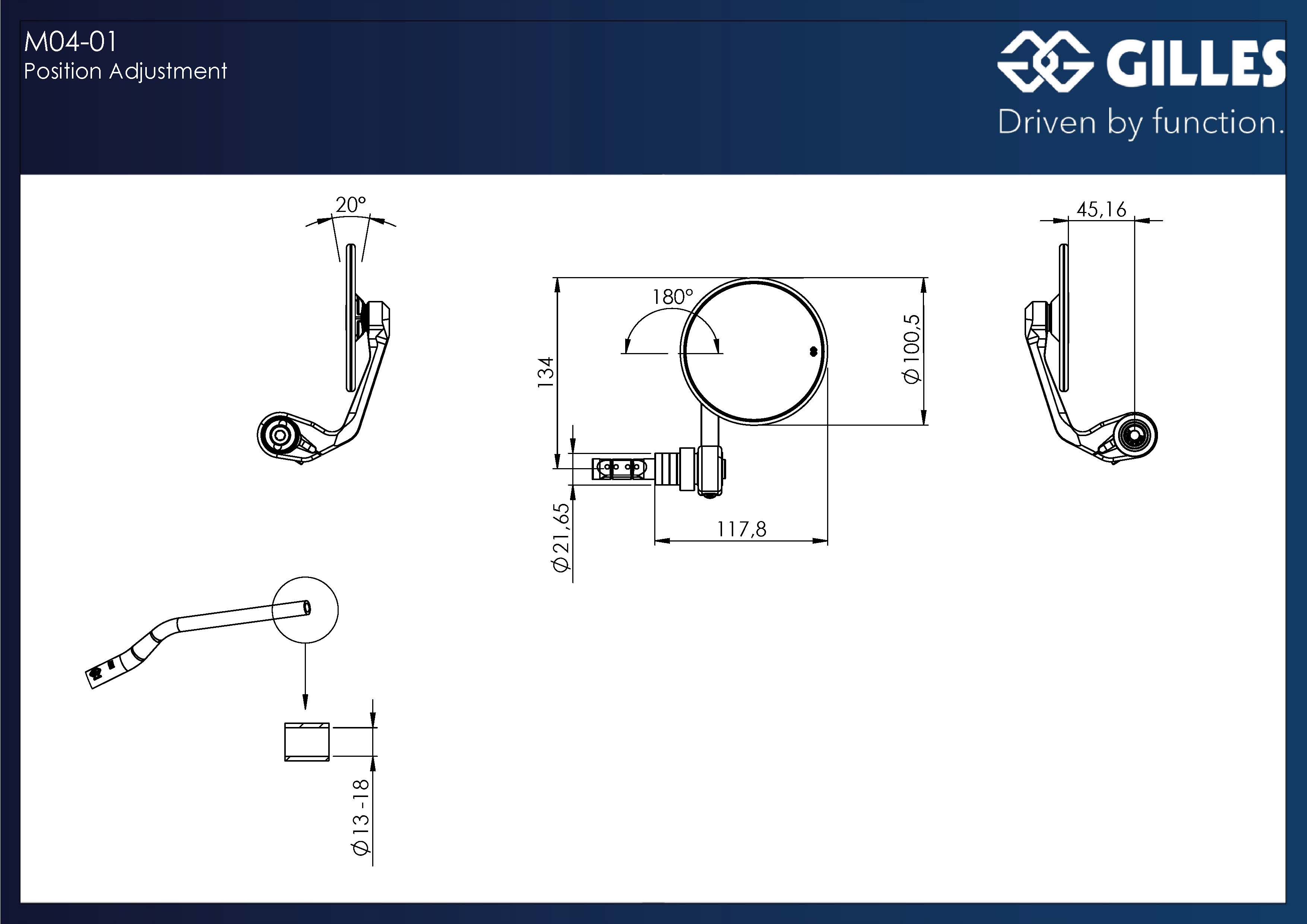 MOON Lenkerenden-Spiegel rund