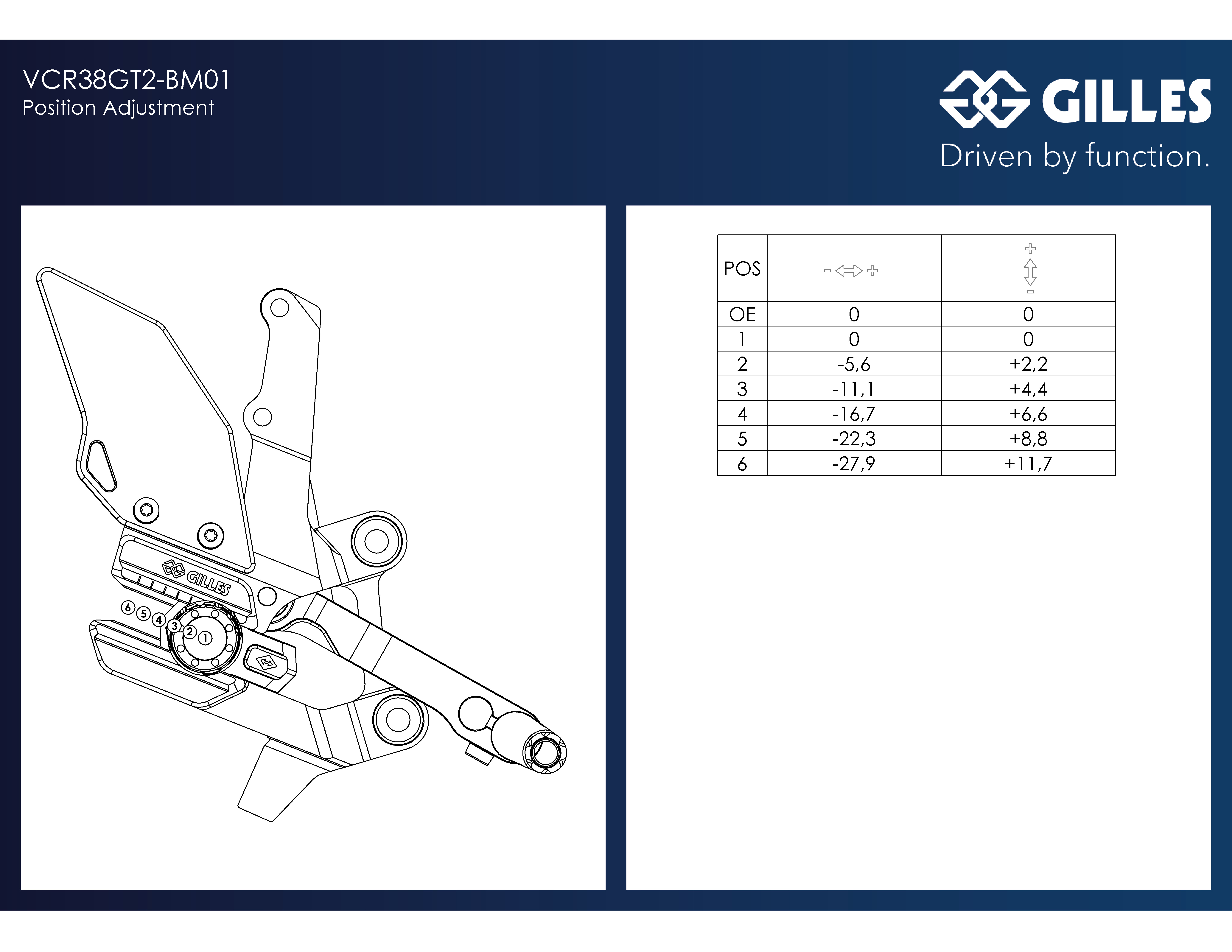 Fußrastenanlage VCR38GT2, schwarz