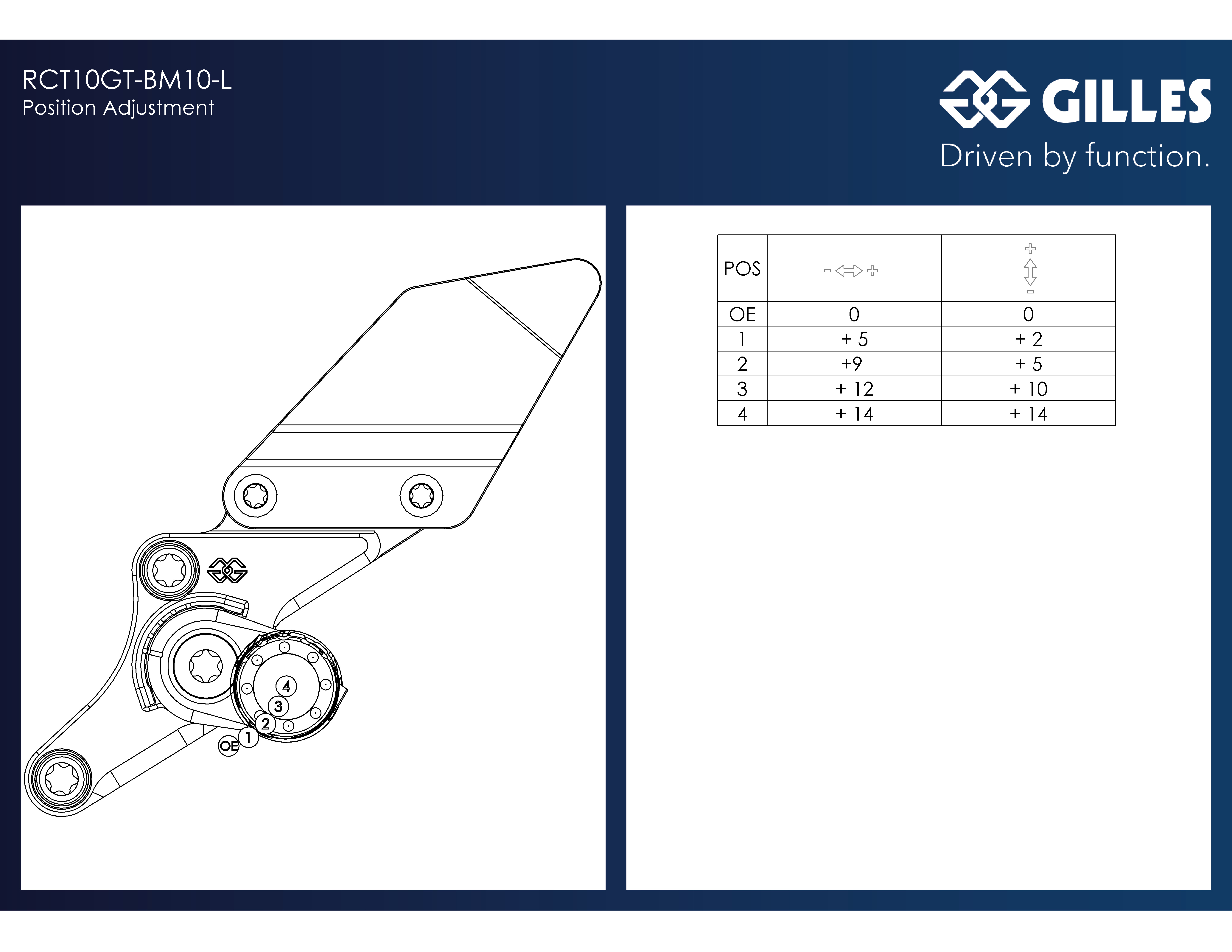 Fußrastenanlage RCT10GT BM10 schwarz-silber