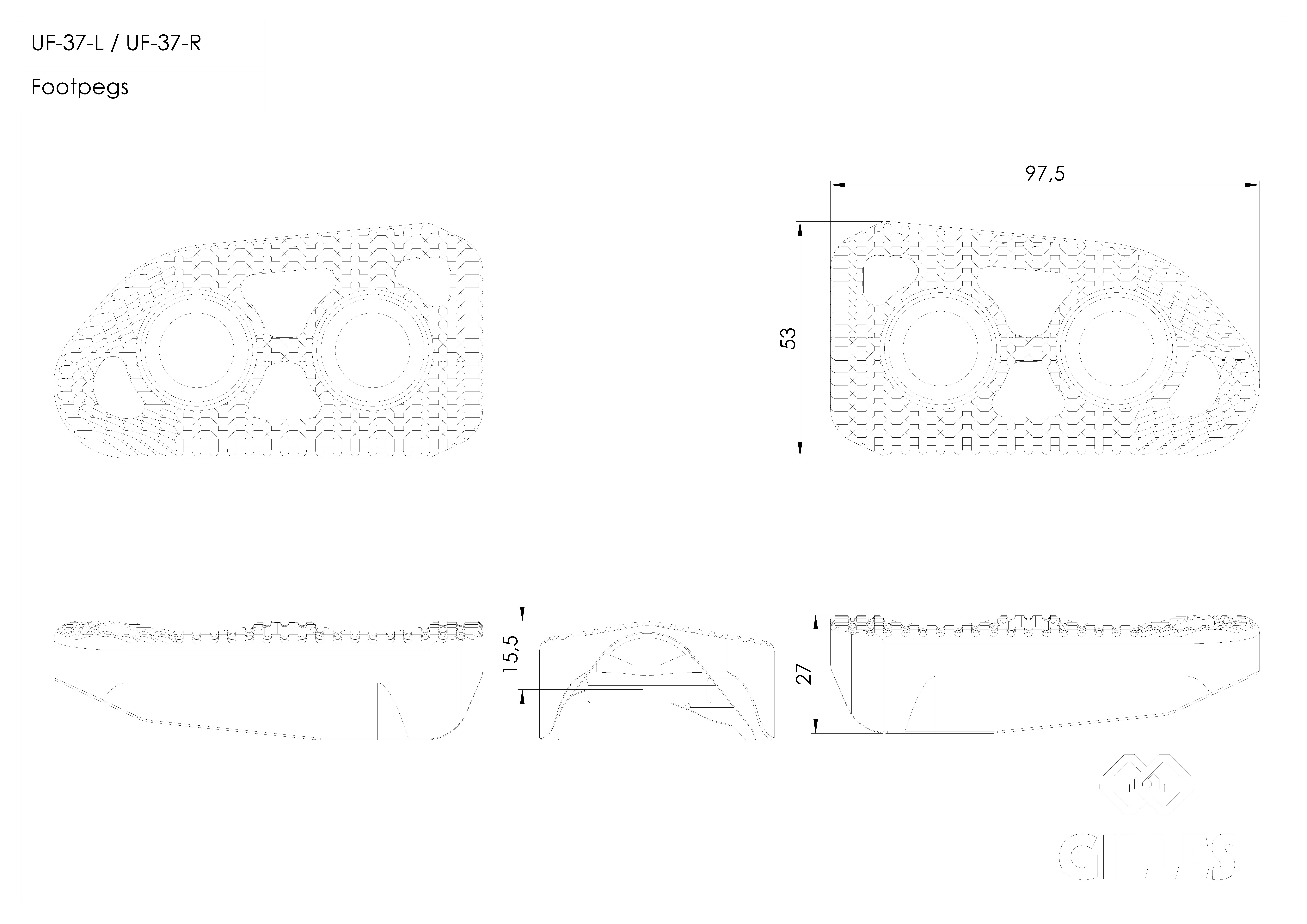 Tour-X Touring replacement footrest, rider, black