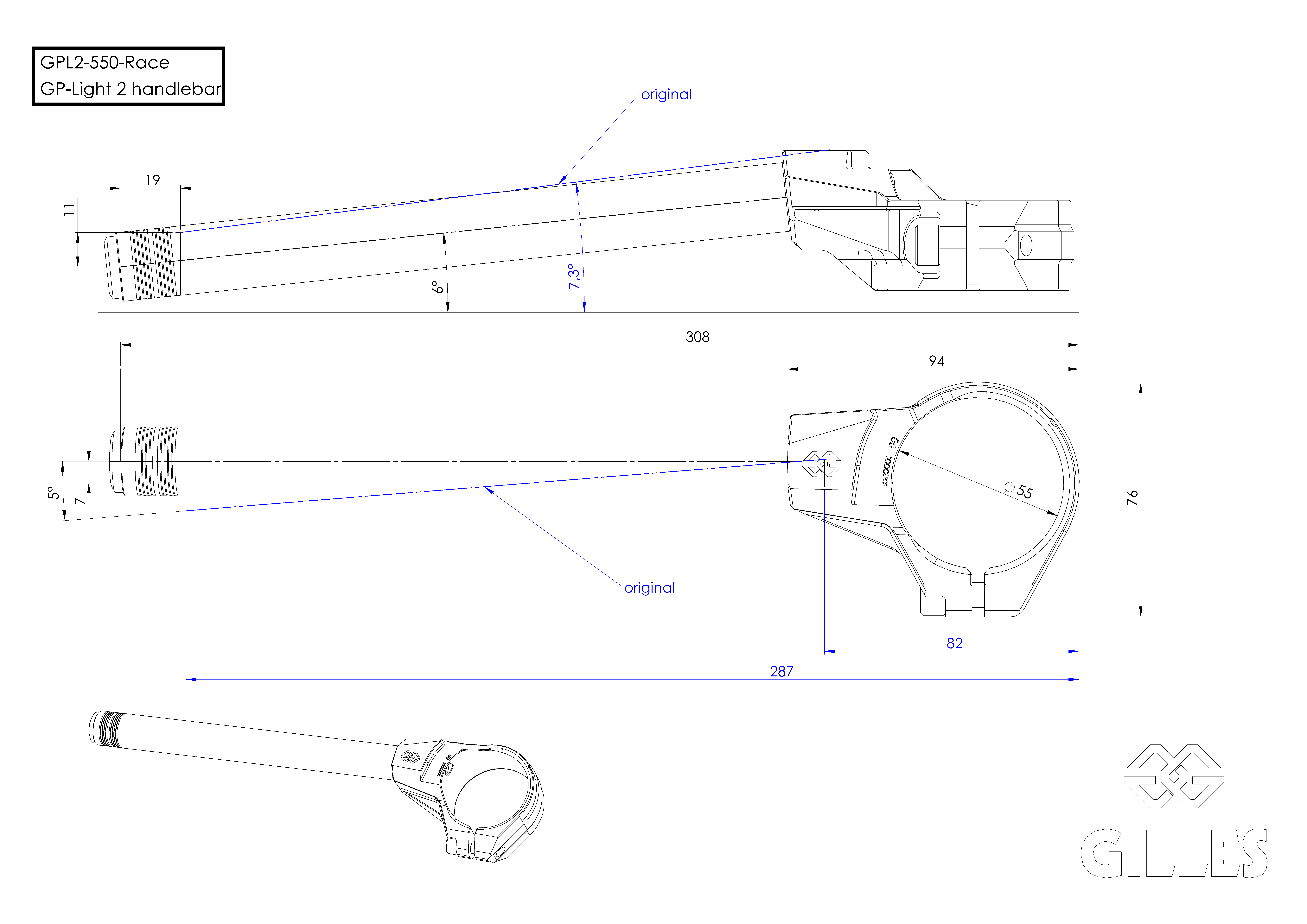 Lenker GP-LIGHT 2 550 RACE SCHWARZ