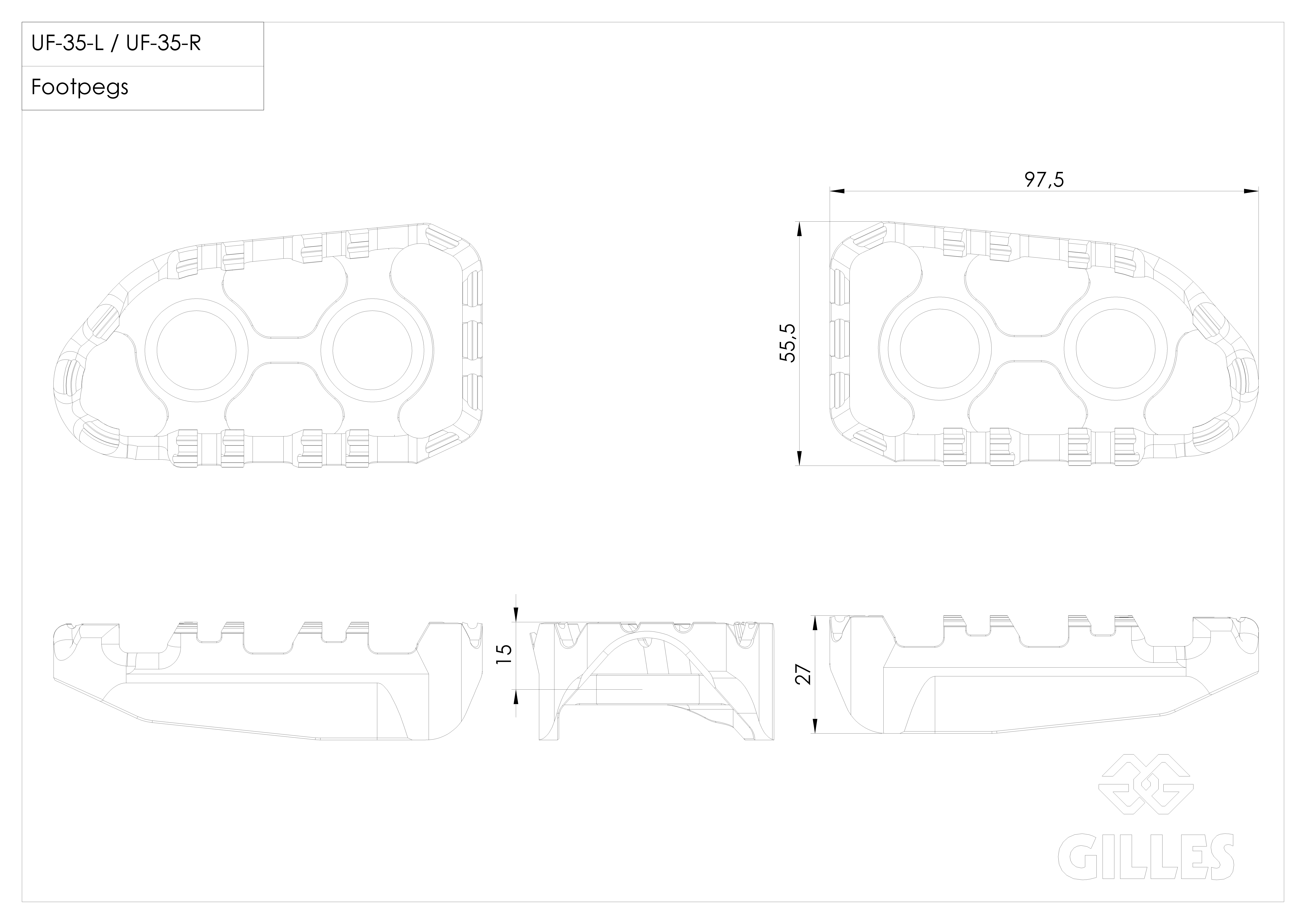 Tech-X Enduro Austauschfußraste, Fahrer, schwarz