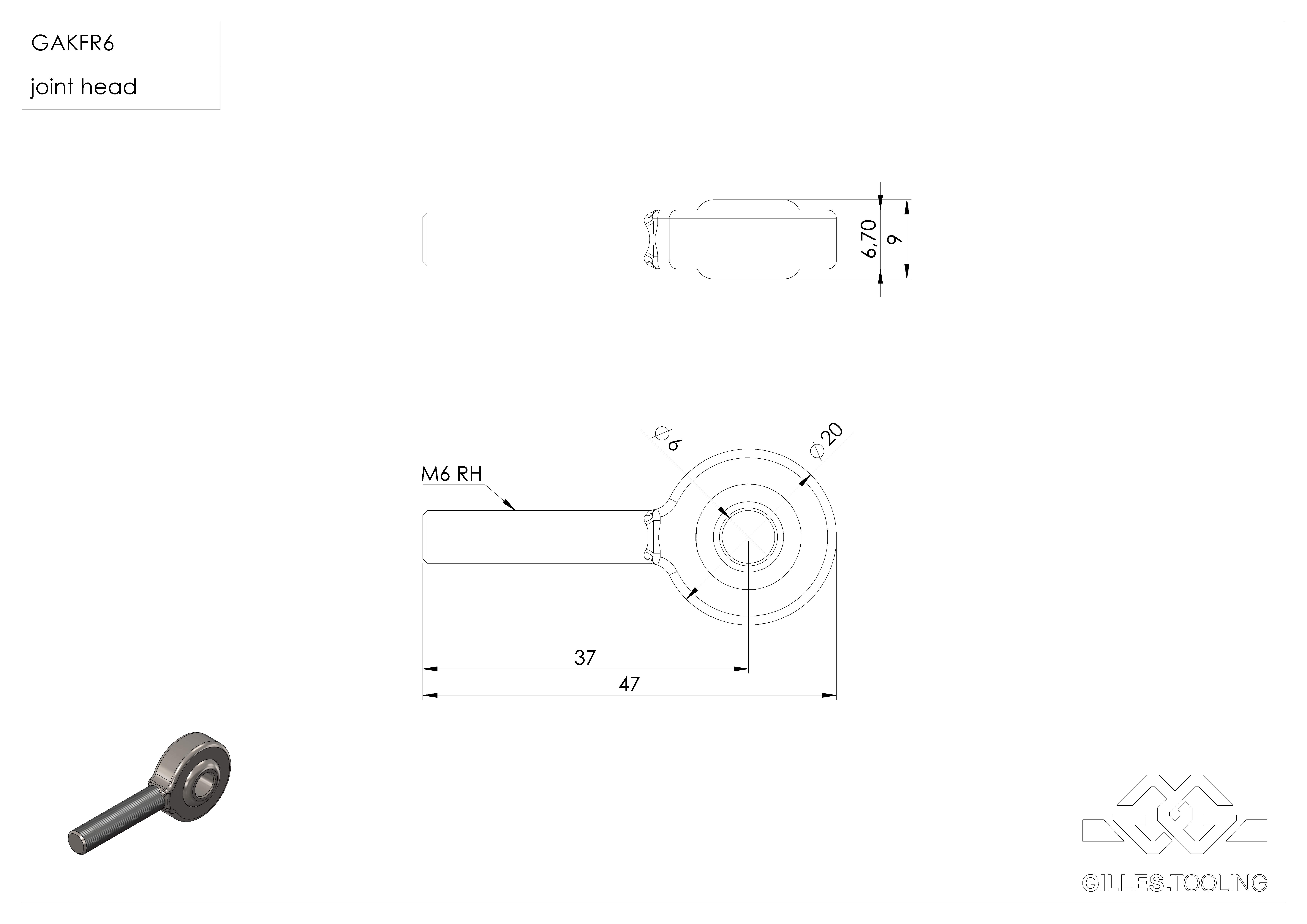 Kugelkopf M6 rechts außen