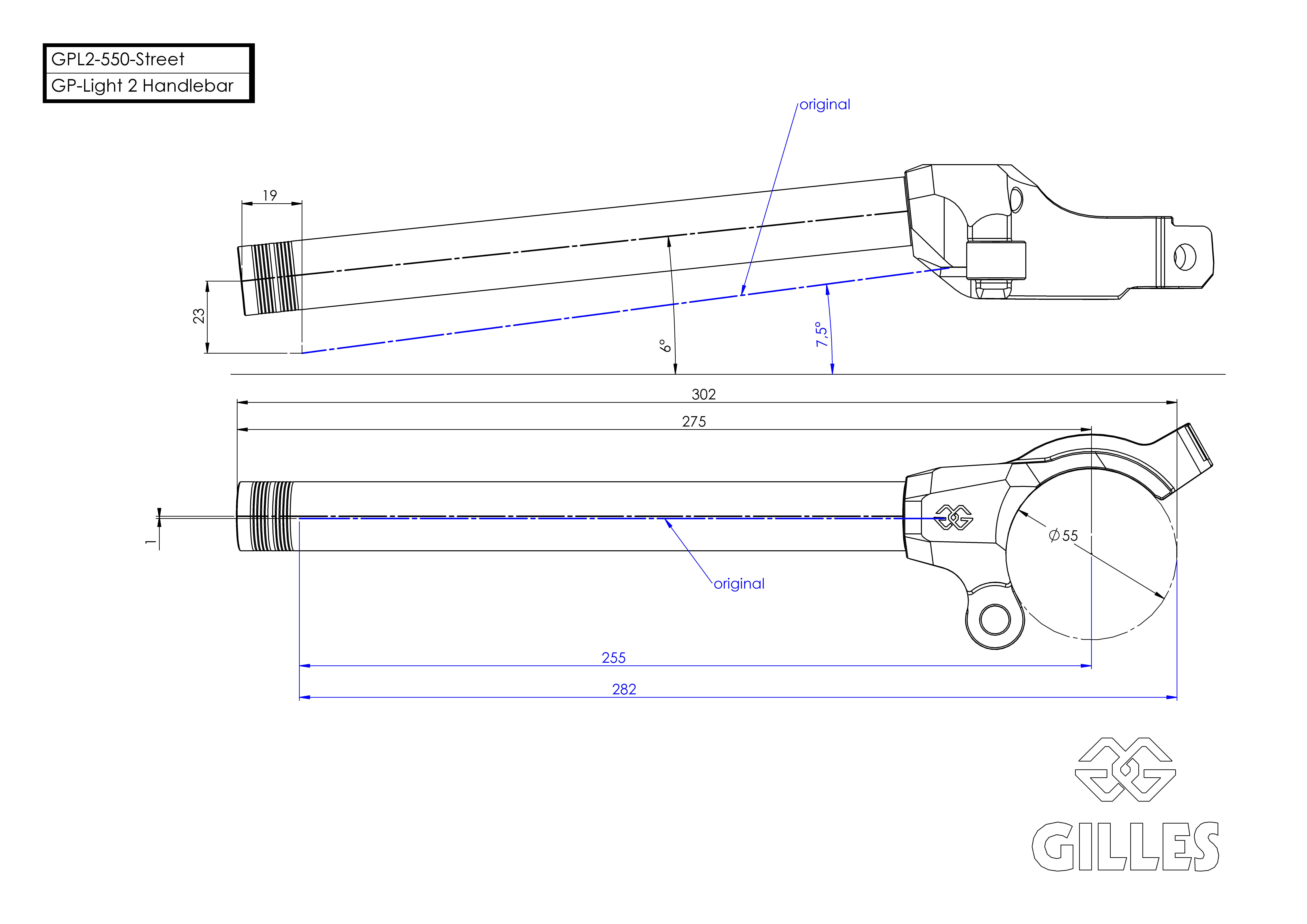 Lenker GP-LIGHT 2 550 STREET SCHWARZ