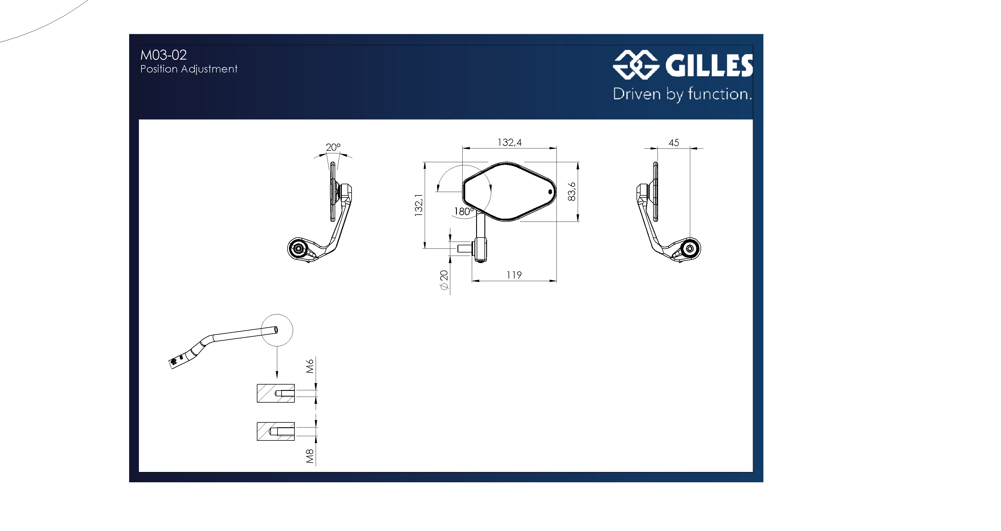 STRATOS Lenkerenden-Spiegel symmetrisch