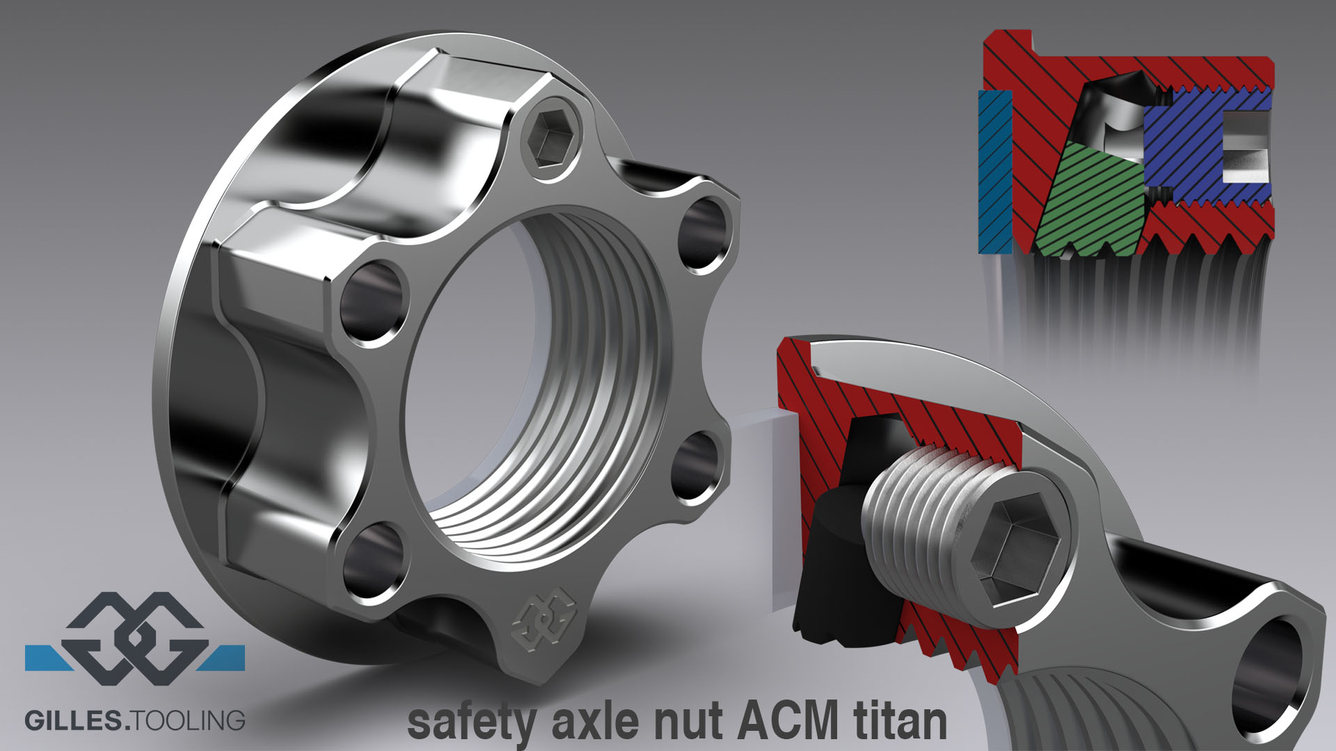 Safety nut ACM titanium M24X1.5 KIT
