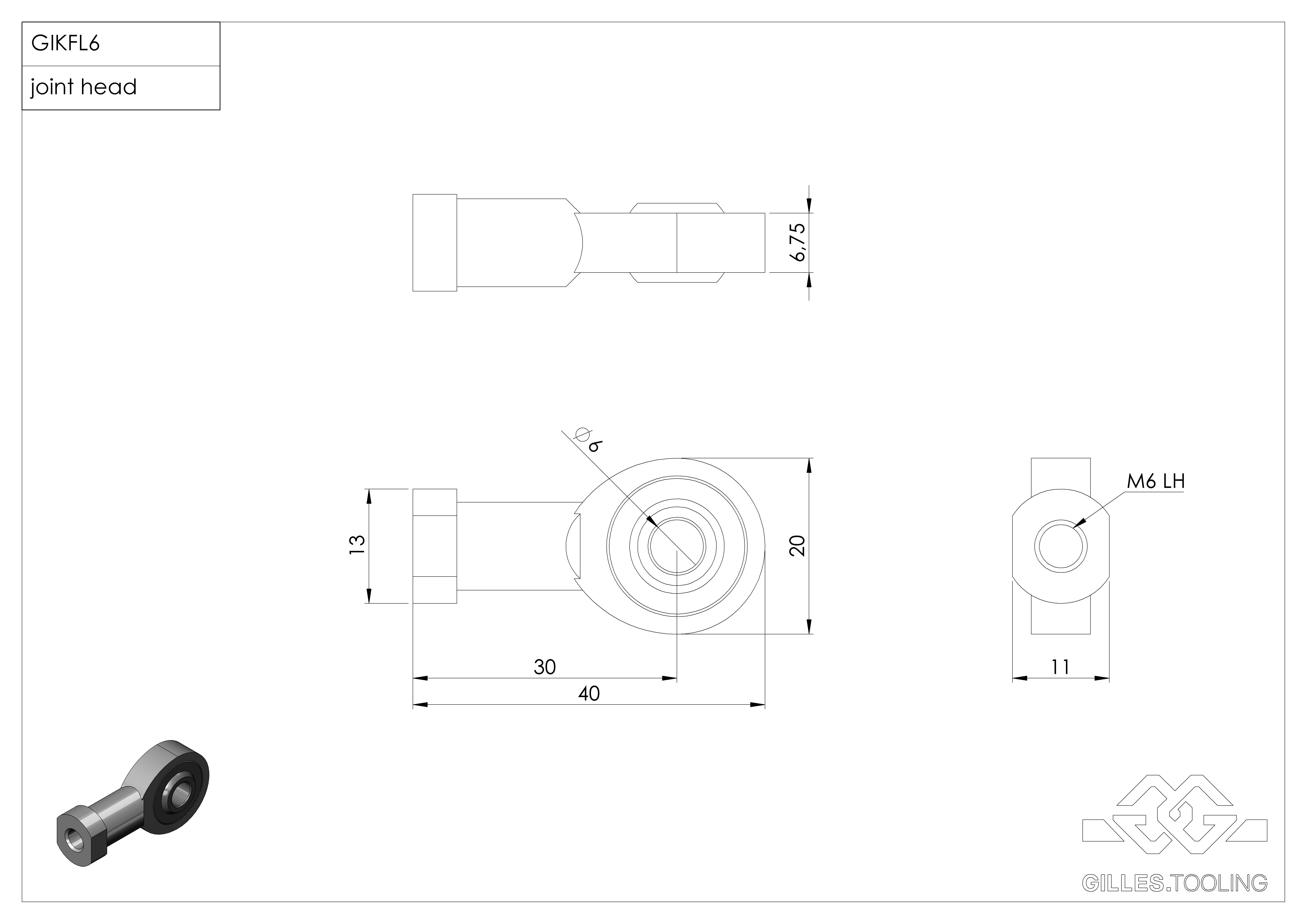 Kugelkopf M6 links innen