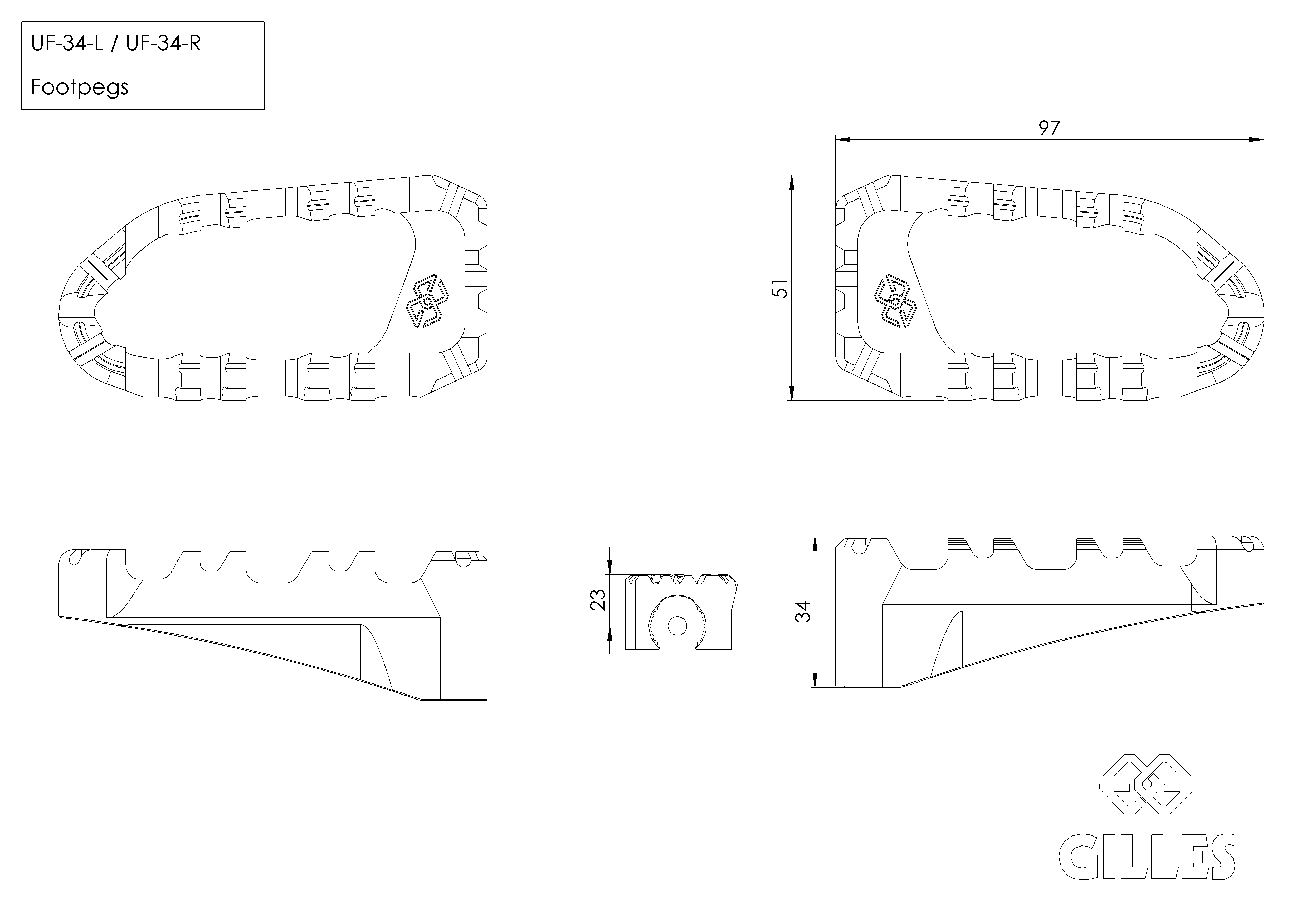 Pro-X Enduro replacement footrests, rider, black