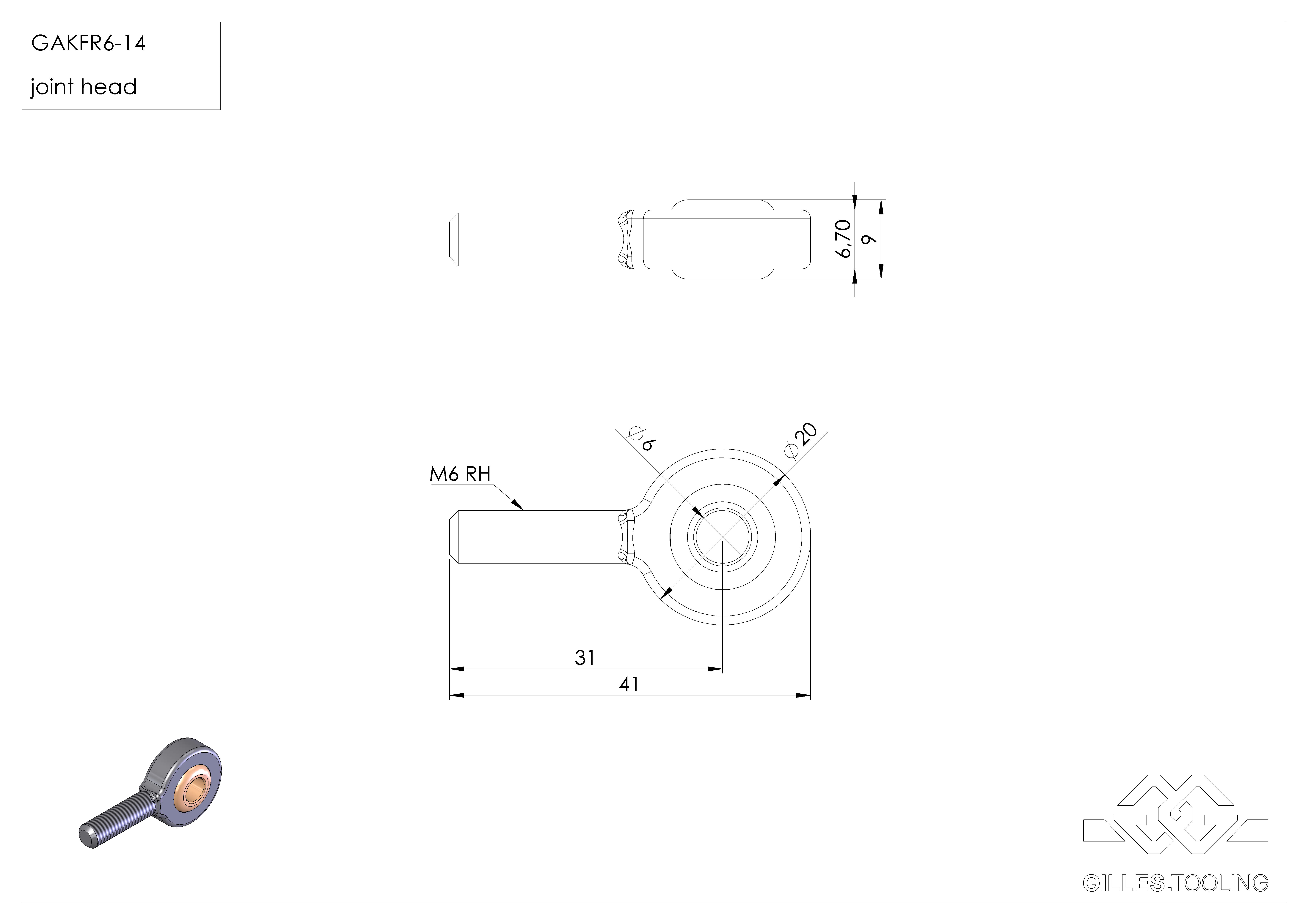 Kugelkopf M6 rechts außen